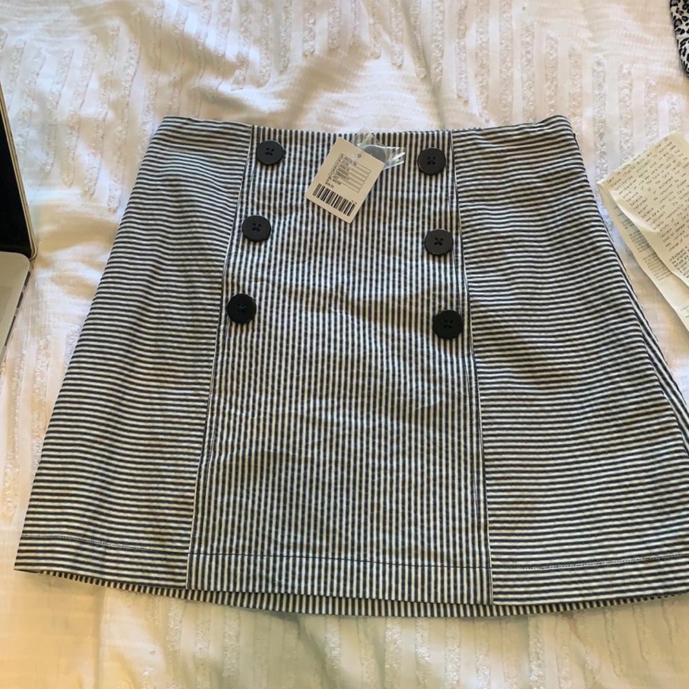 Urban navy blue and white pinstripe skirt